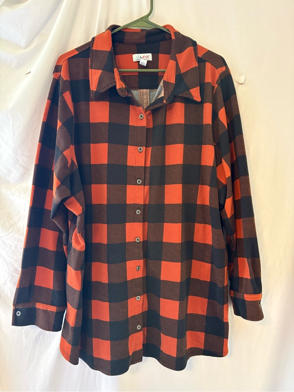 D&CO Orange & Black Plaid Button-Down Flannel  Shirt